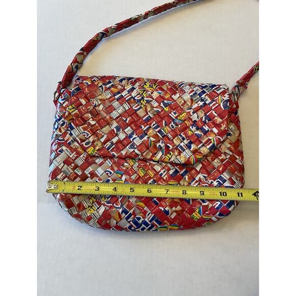 Half The Sky Designs Rebagz Candy Wrappers Red Shoulder Bag Purse - Picture 10 of 11